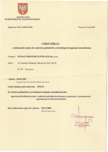 Pośrednictwo obywateli polskich do pracy za granicą u pracodawców zagranicznych (2652/1b)